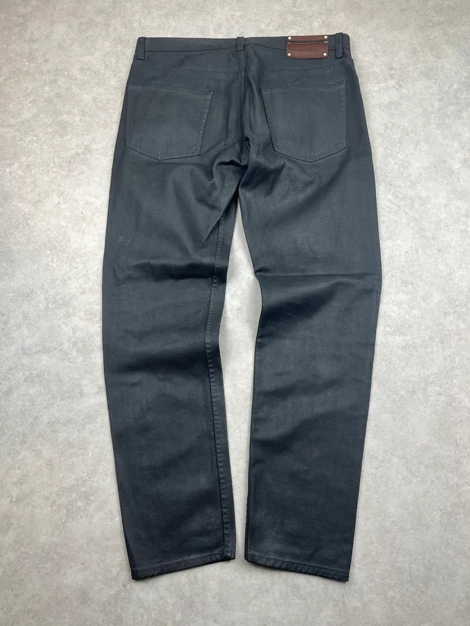 2000s Dries van Noten Black Waxed Denim Jeans jFOAqqa 5