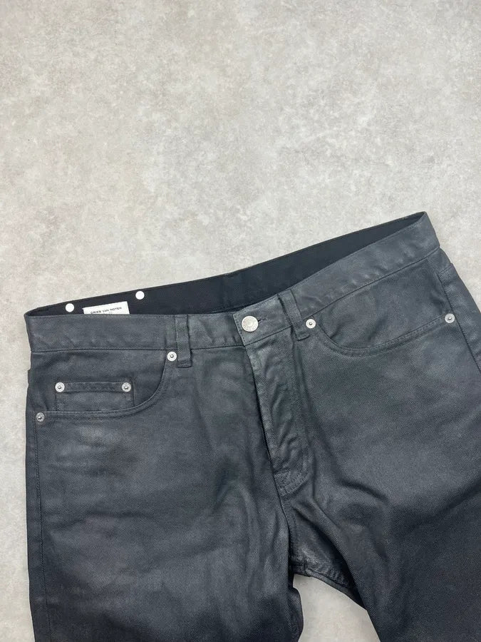 2000s Dries van Noten Black Waxed Denim Jeans jFOAqqa 4