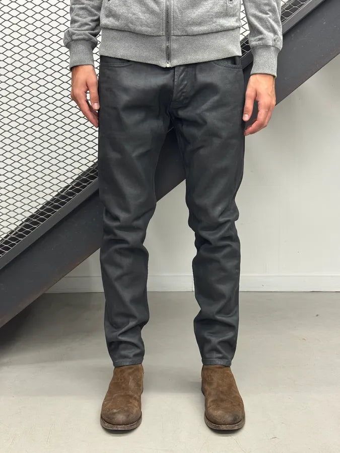 2000s Dries van Noten Black Waxed Denim Jeans jFOAqqa 1