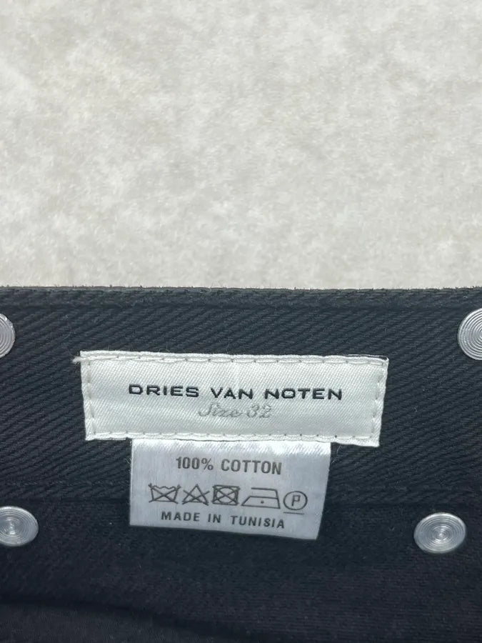 2000s Dries van Noten Black Waxed Denim Jeans jFOAqqa 10