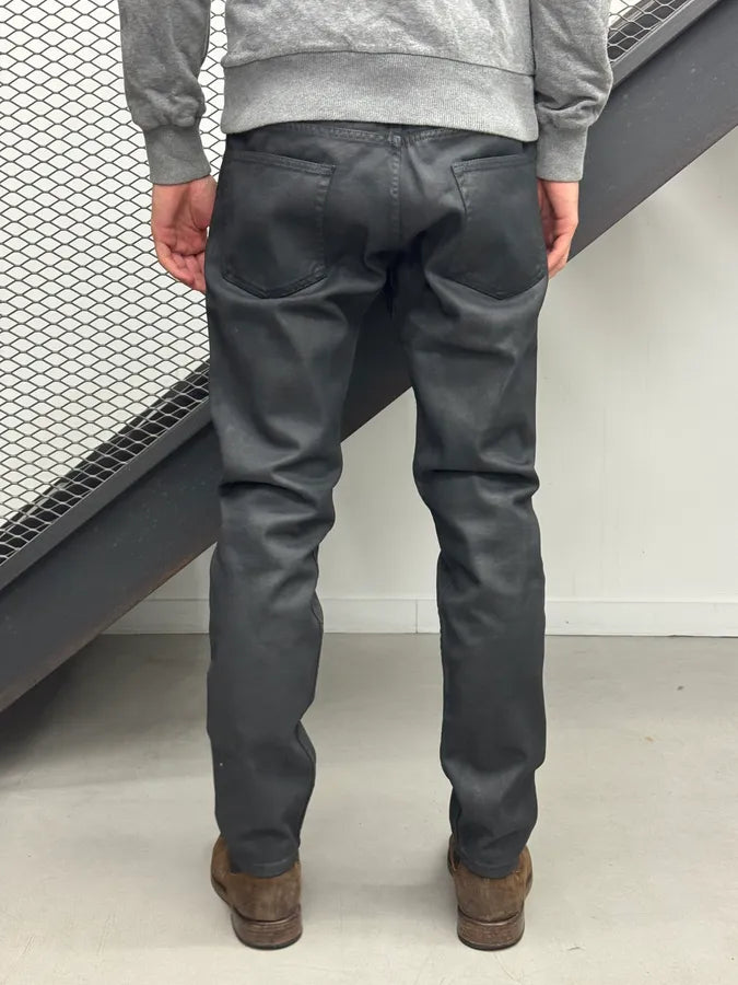 2000s Dries van Noten Black Waxed Denim Jeans jFOAqqa 3