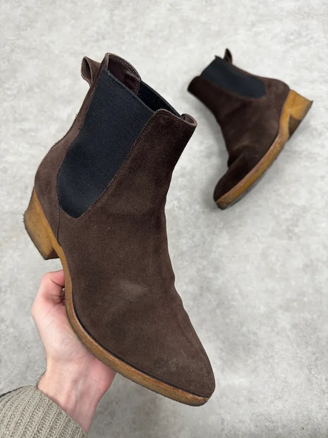 2000s Dries Van Noten Brown Suede Leather Boots vULTiNf 0