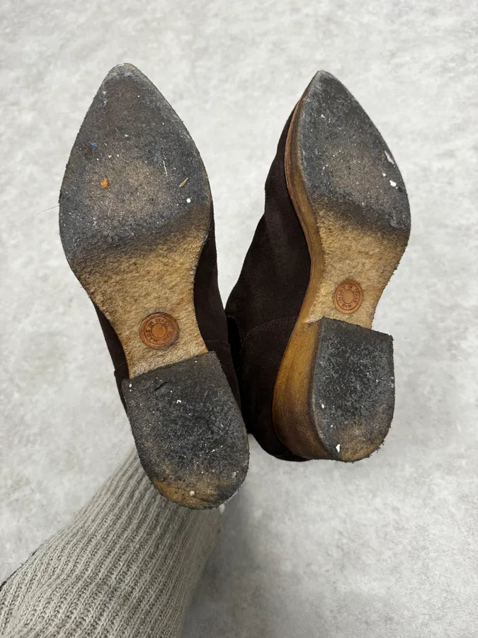 2000s Dries Van Noten Brown Suede Leather Boots vULTiNf 5