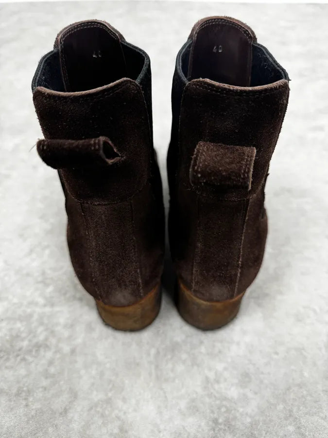 2000s Dries Van Noten Brown Suede Leather Boots vULTiNf 4
