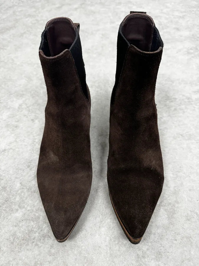 2000s Dries Van Noten Brown Suede Leather Boots vULTiNf 3