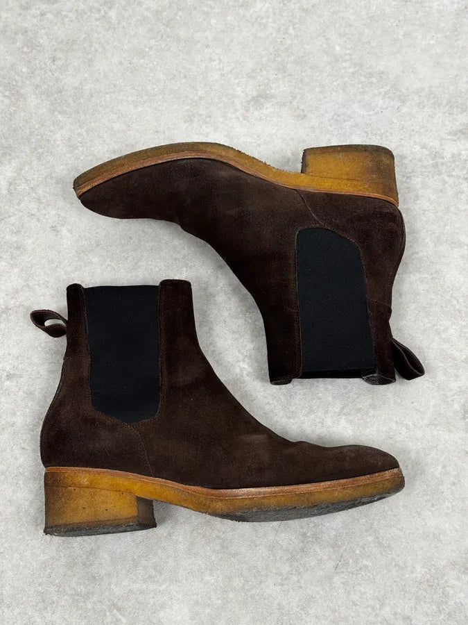 2000s Dries Van Noten Brown Suede Leather Boots vULTiNf 2