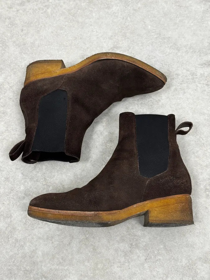 2000s Dries Van Noten Brown Suede Leather Boots vULTiNf 1