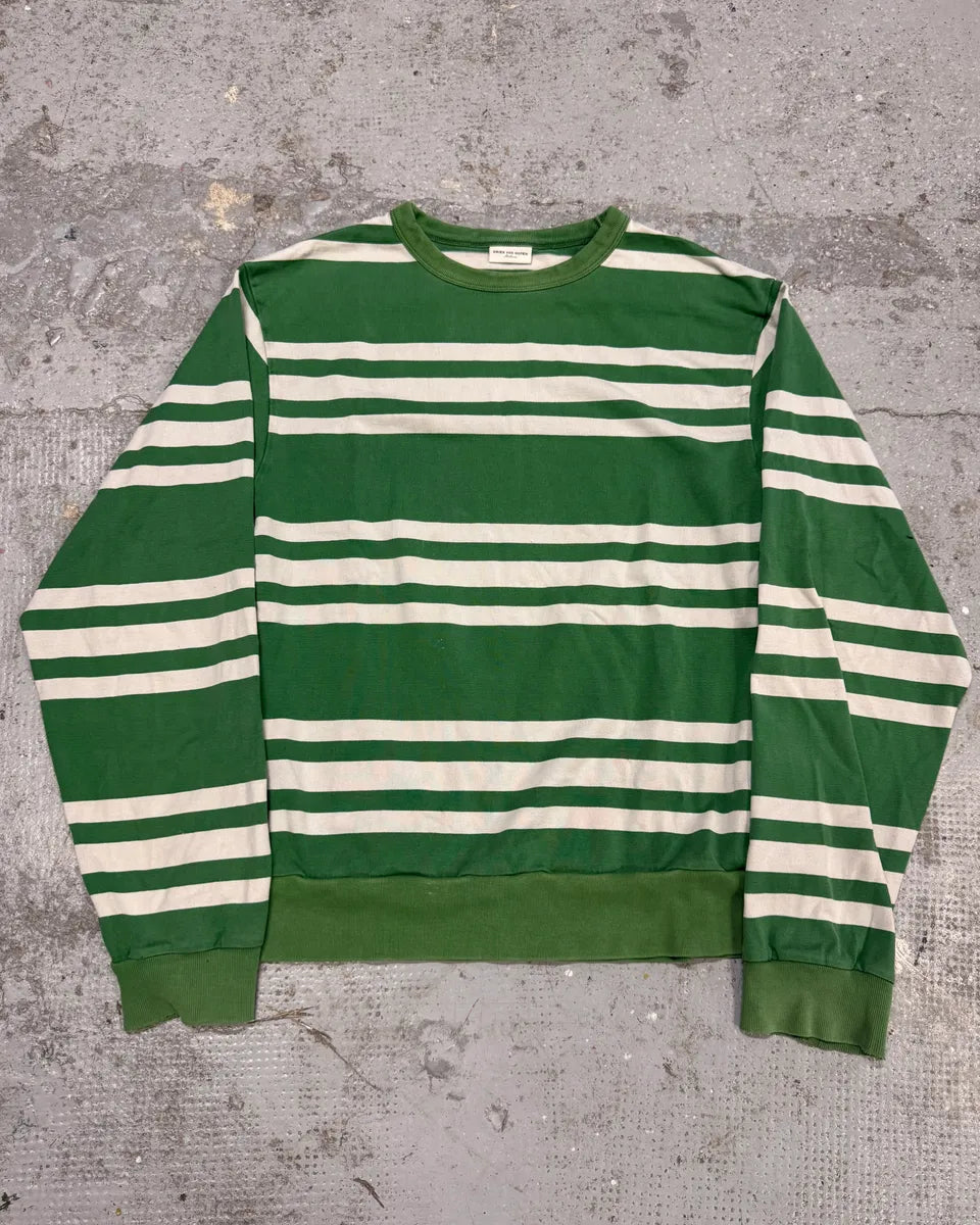2000s Dries Van Noten Green & White Striped Sweater AEovbsr 0