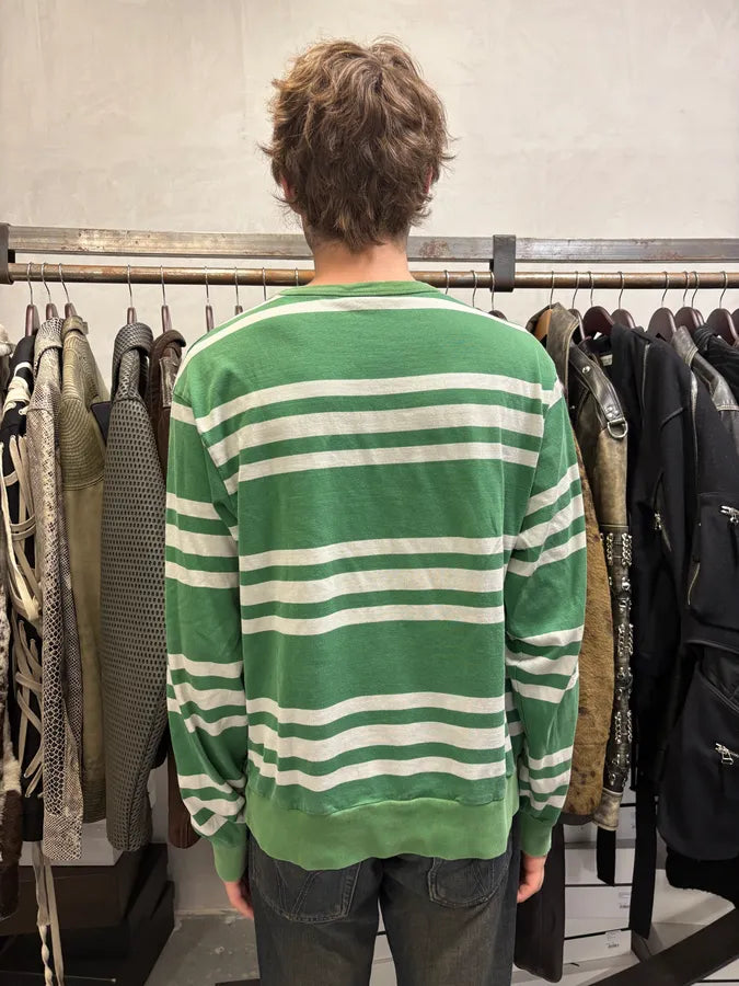2000s Dries Van Noten Green & White Striped Sweater AEovbsr 1