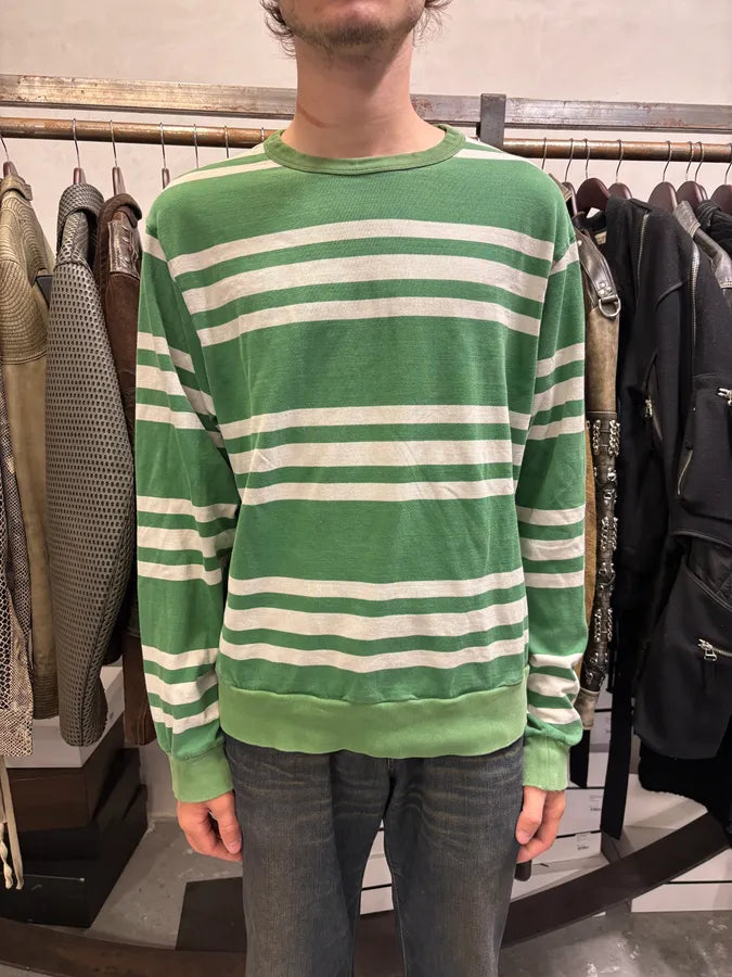 2000s Dries Van Noten Green & White Striped Sweater AEovbsr 2
