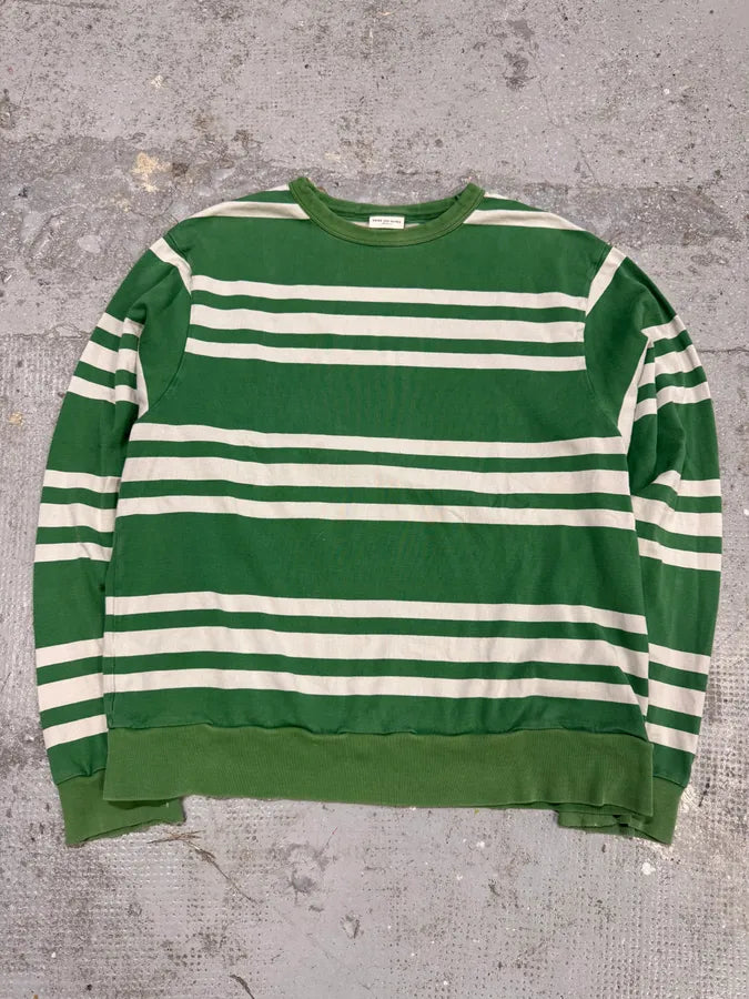 2000s Dries Van Noten Green & White Striped Sweater AEovbsr 5