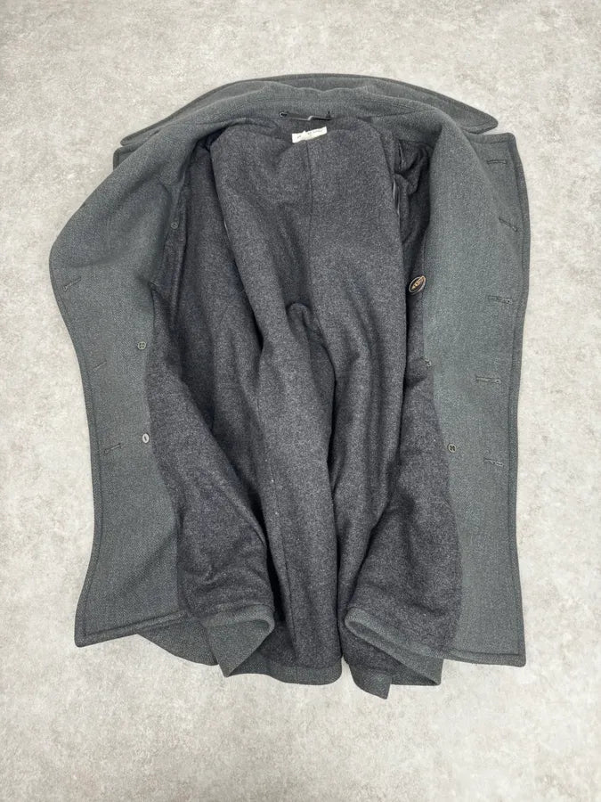 2000s Dries Van Noten Grey Officer Wool Pea Coat MnwUZtd 7