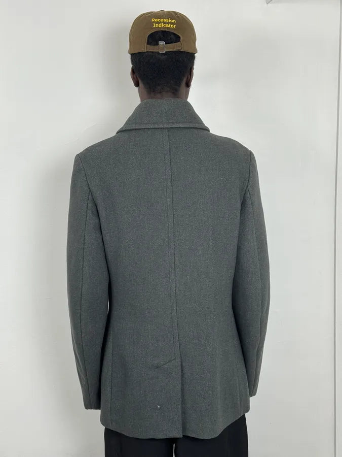 2000s Dries Van Noten Grey Officer Wool Pea Coat MnwUZtd 2