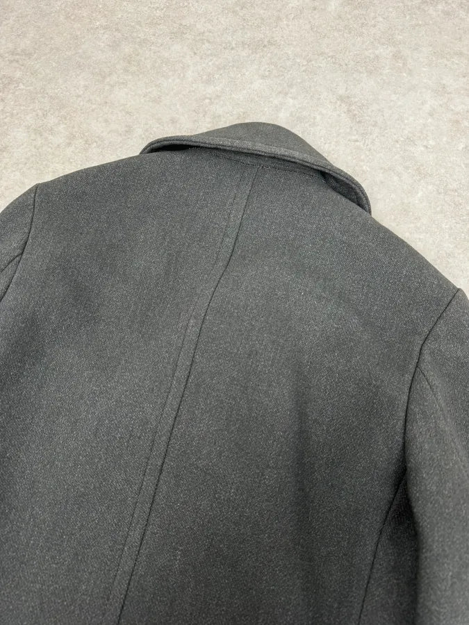 2000s Dries Van Noten Grey Officer Wool Pea Coat MnwUZtd 6