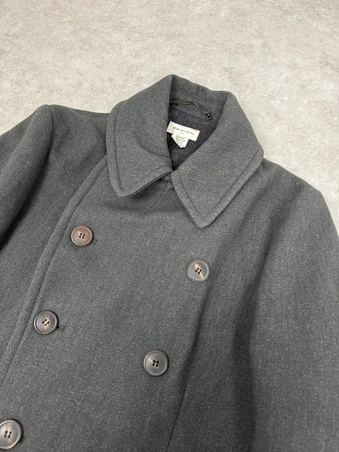 2000s Dries Van Noten Grey Officer Wool Pea Coat MnwUZtd 4