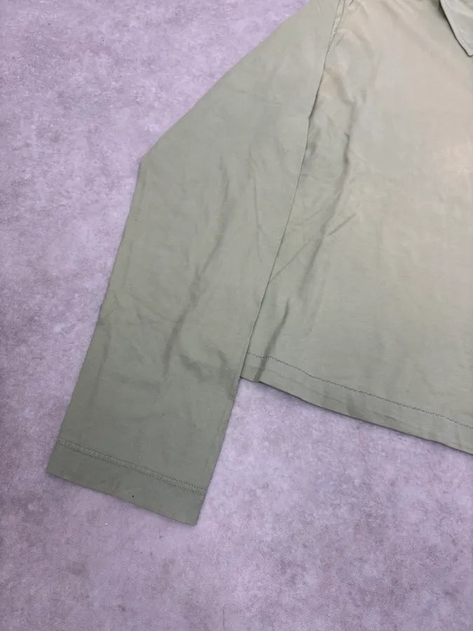 2000s Dries Van Noten Green Faded Cropped Polo Longsleeves upUXkmF 6