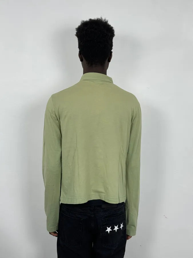2000s Dries Van Noten Green Faded Cropped Polo Longsleeves upUXkmF 1
