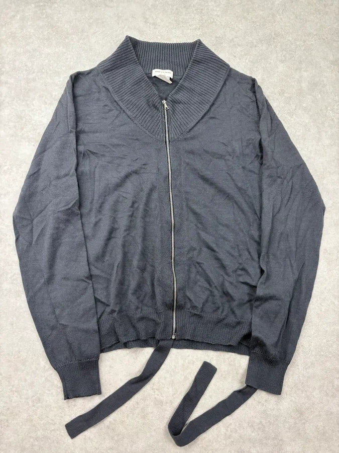 2000s Dries Van Noten Grey Wool Bondage V-Neck Sweater dhMYAZl 0