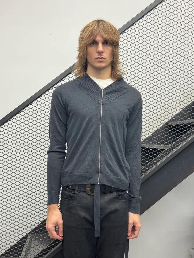 2000s Dries Van Noten Grey Wool Bondage V-Neck Sweater dhMYAZl 1