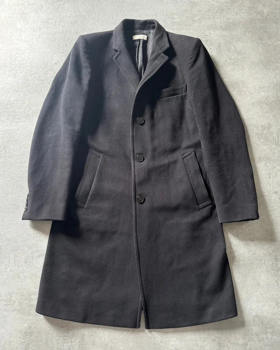 2000s Dries Van Noten Minimalist Navy Wool Long Jacket bWEOdLS 0