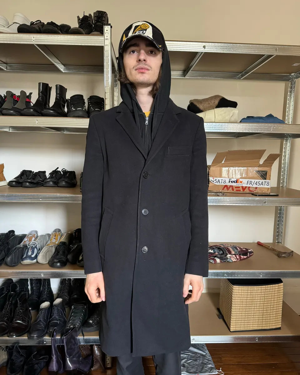 2000s Dries Van Noten Minimalist Navy Wool Long Jacket bWEOdLS 1