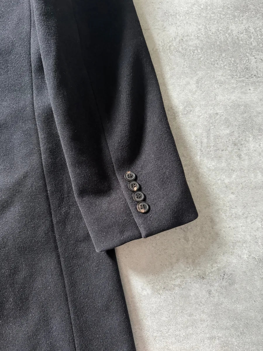 2000s Dries Van Noten Minimalist Navy Wool Long Jacket bWEOdLS 4