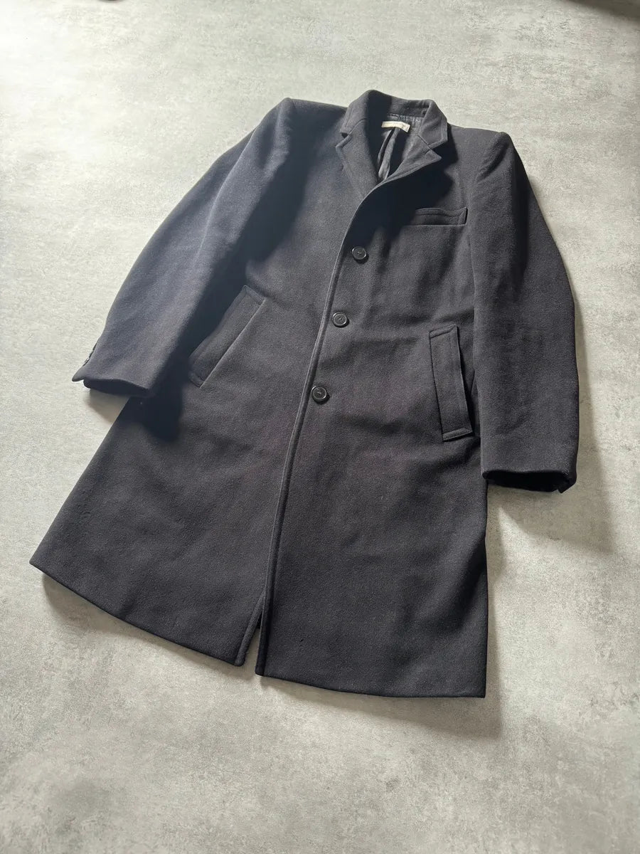 2000s Dries Van Noten Minimalist Navy Wool Long Jacket bWEOdLS 6