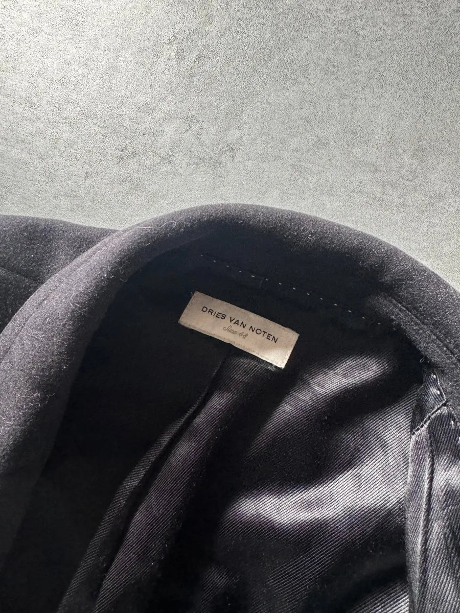 2000s Dries Van Noten Minimalist Navy Wool Long Jacket bWEOdLS 9