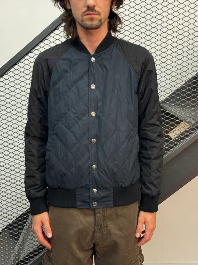2000s Dries Van Noten Navy & Beige Nylon Reversible Bomber Jacket ellusWp 1