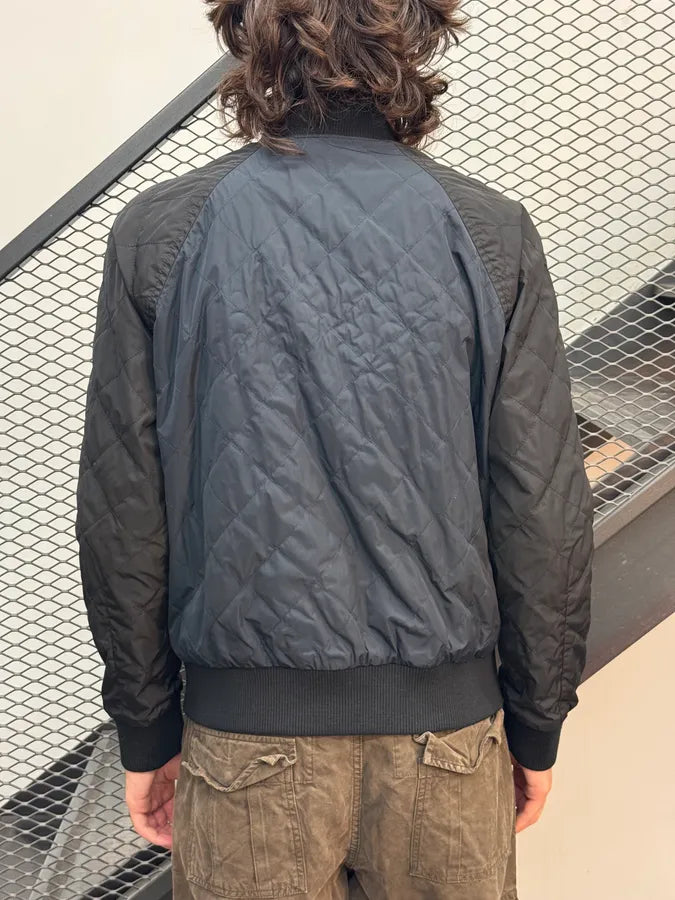 2000s Dries Van Noten Navy & Beige Nylon Reversible Bomber Jacket ellusWp 3