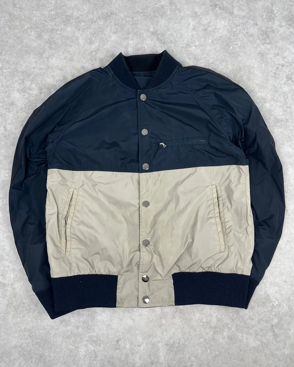 2000s Dries Van Noten Navy & Beige Nylon Reversible Bomber Jacket ellusWp 5