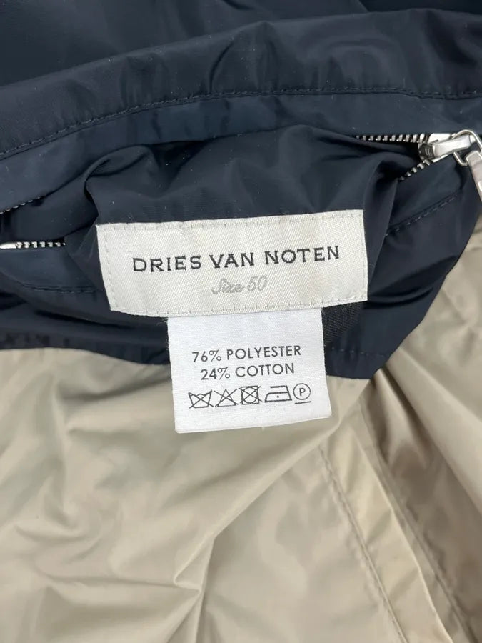 2000s Dries Van Noten Navy & Beige Nylon Reversible Bomber Jacket ellusWp 11