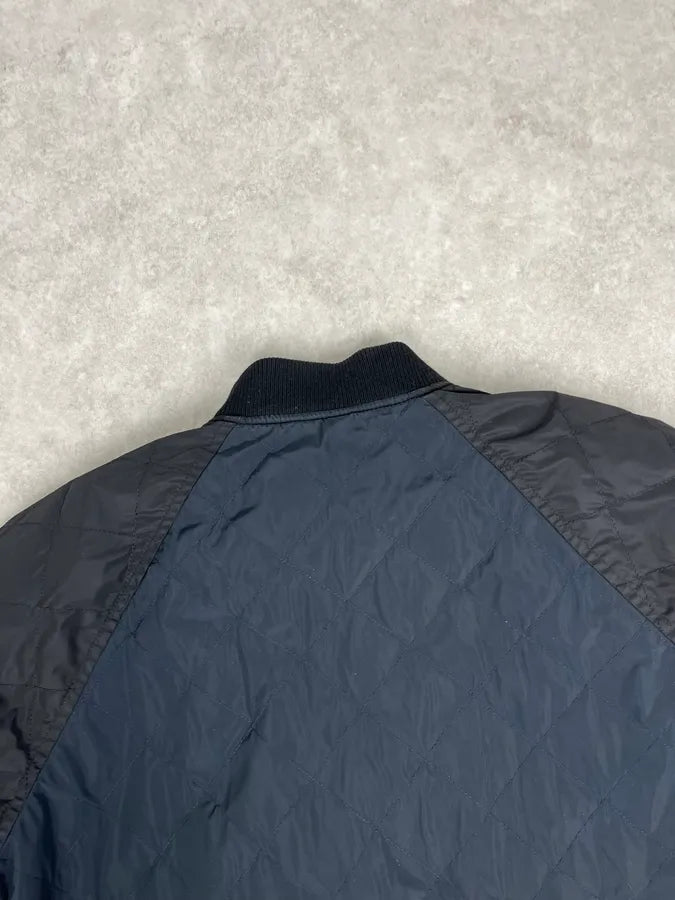 2000s Dries Van Noten Navy & Beige Nylon Reversible Bomber Jacket ellusWp 10