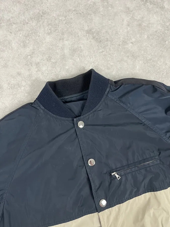 2000s Dries Van Noten Navy & Beige Nylon Reversible Bomber Jacket ellusWp 7