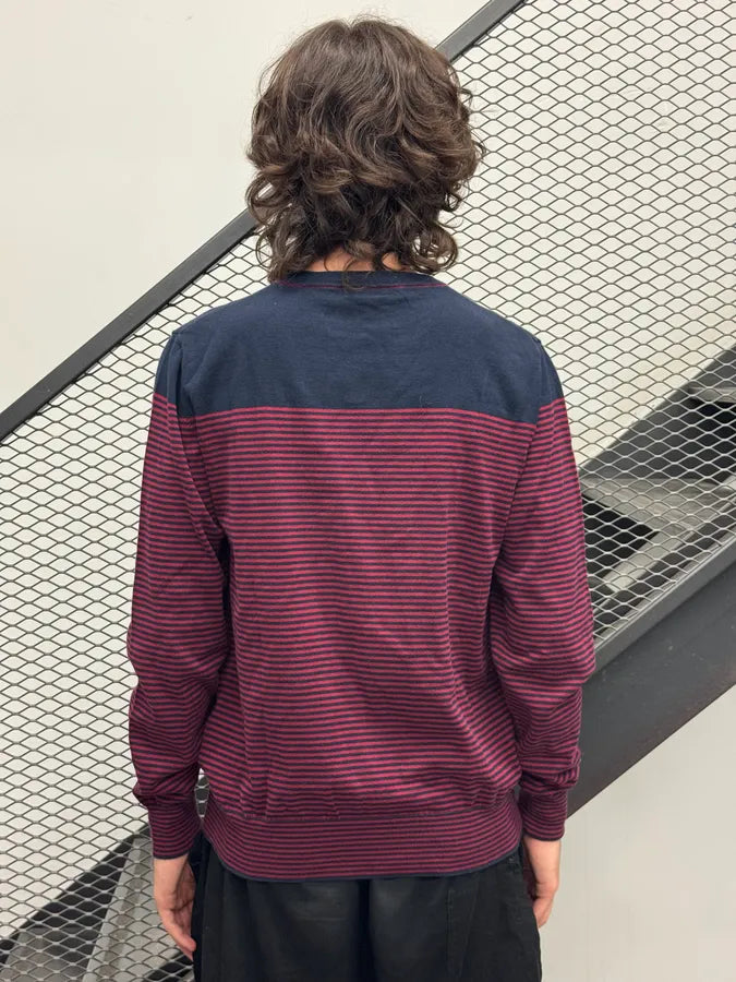 2000s Dries van Noten Navy & Bordeaux Striped Sweater vjdssxz 2