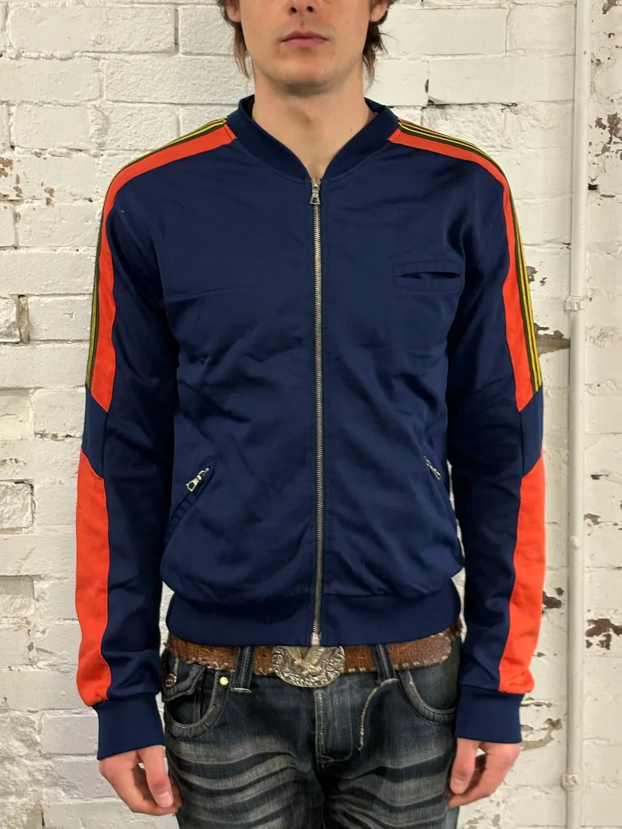 2000s Dries van Noten Navy & Orange Striped Track Jacket VBzAdqg 1