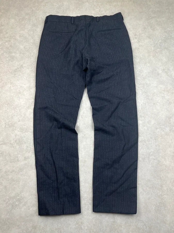 2000s Dries Van Noten Navy Obscure Stripes Tailored Pants TXLHrOv 6