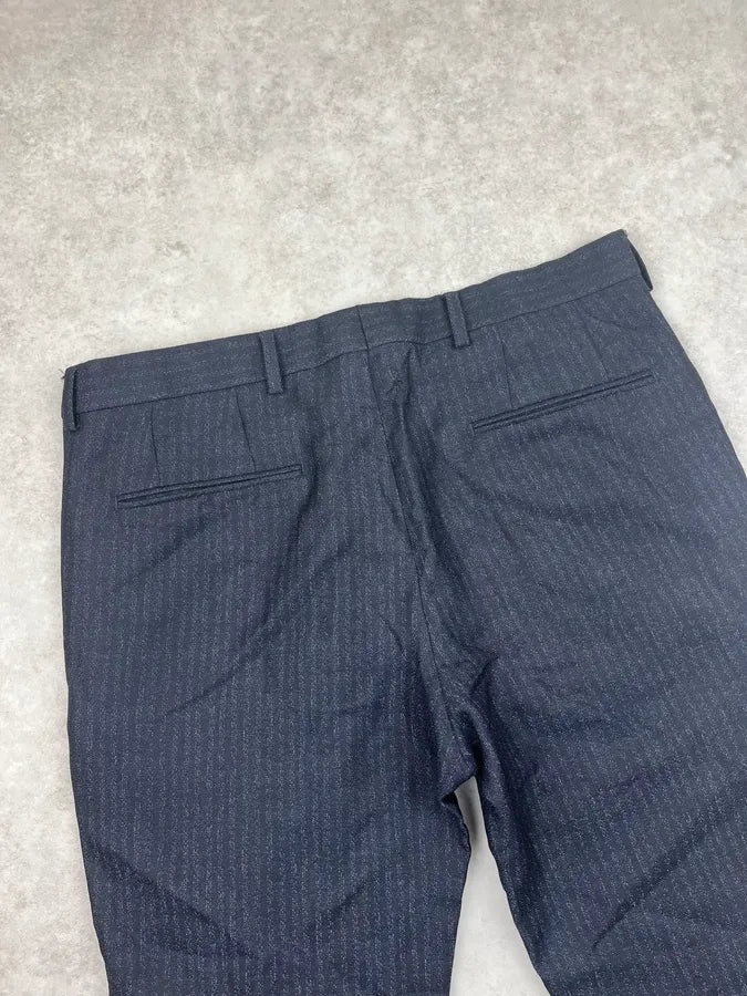 2000s Dries Van Noten Navy Obscure Stripes Tailored Pants TXLHrOv 7