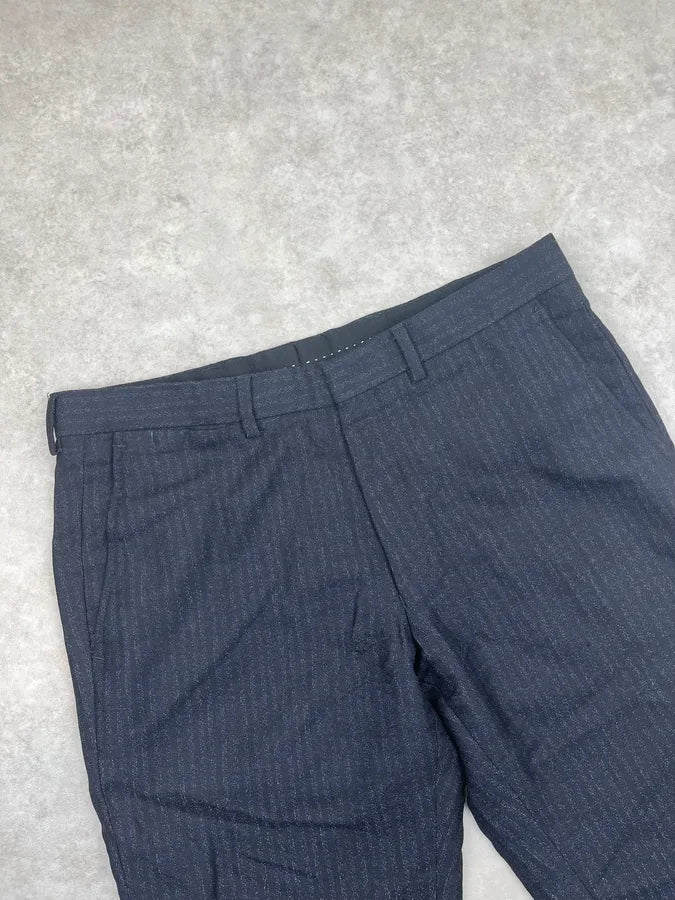2000s Dries Van Noten Navy Obscure Stripes Tailored Pants TXLHrOv 5