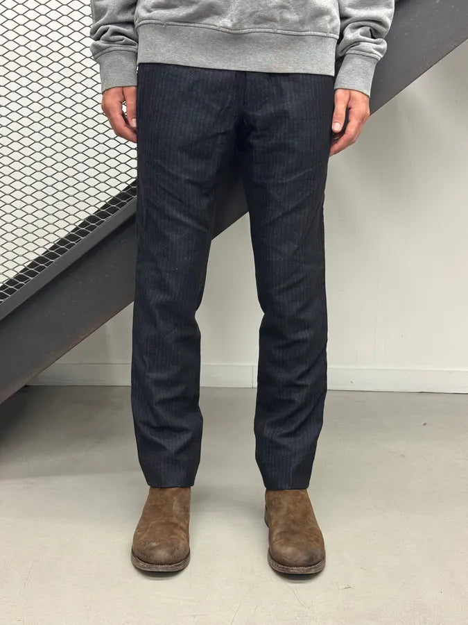 2000s Dries Van Noten Navy Obscure Stripes Tailored Pants TXLHrOv 1