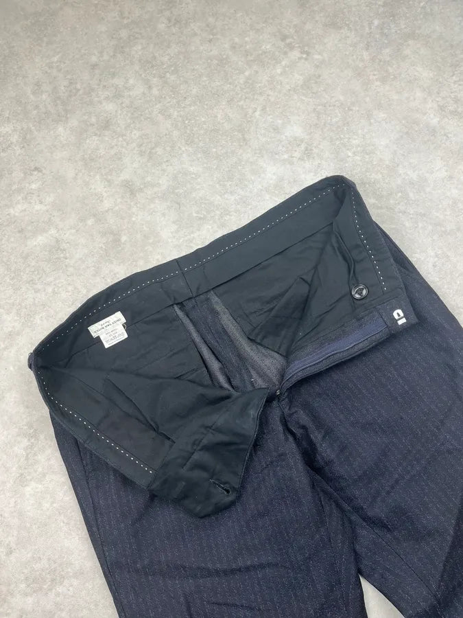2000s Dries Van Noten Navy Obscure Stripes Tailored Pants TXLHrOv 9