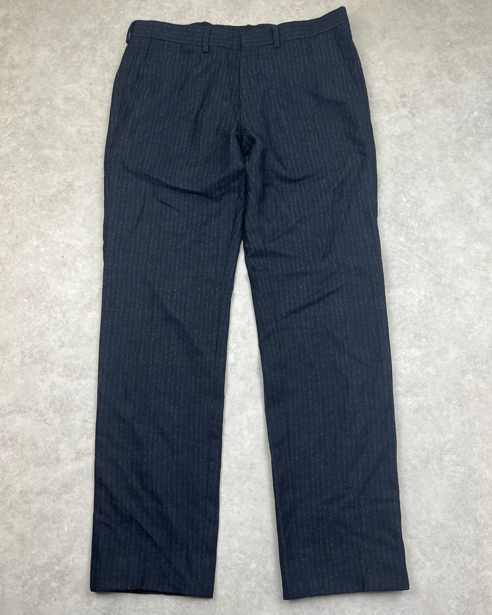 2000s Dries Van Noten Navy Obscure Stripes Tailored Pants TXLHrOv 0