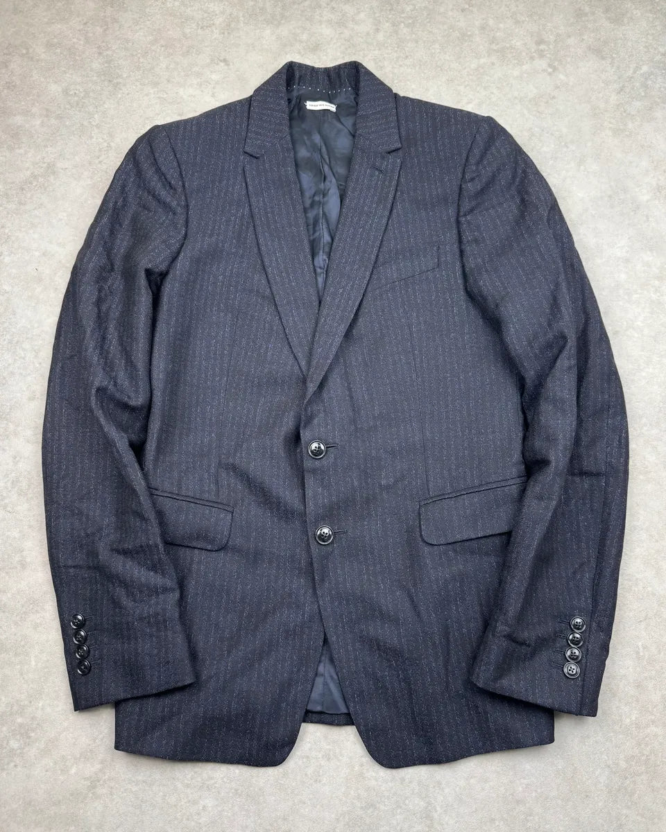 2000s Dries Van Noten Navy Classy Pinstriped Blazer Jacket mbURxcL 0