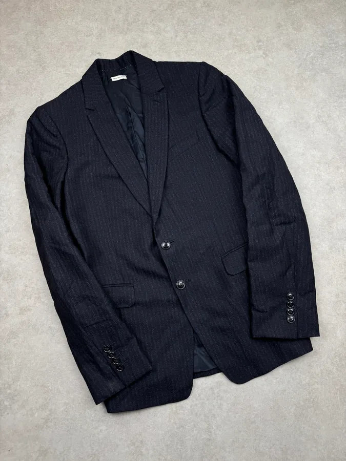 2000s Dries Van Noten Navy Classy Pinstriped Blazer Jacket mbURxcL 3