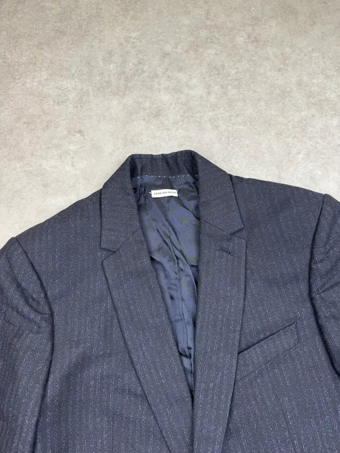 2000s Dries Van Noten Navy Classy Pinstriped Blazer Jacket mbURxcL 4