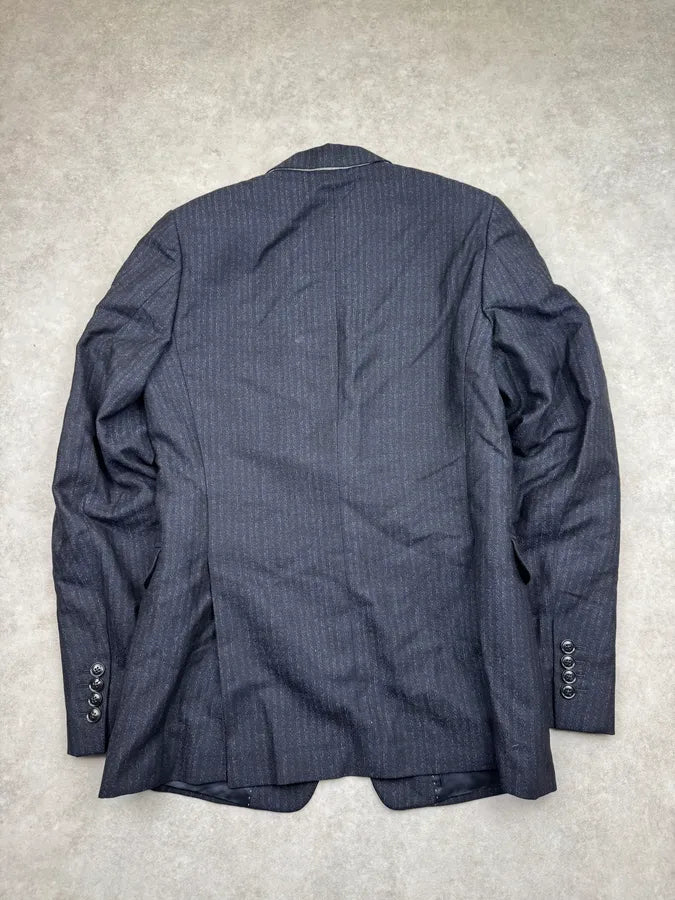2000s Dries Van Noten Navy Classy Pinstriped Blazer Jacket mbURxcL 5