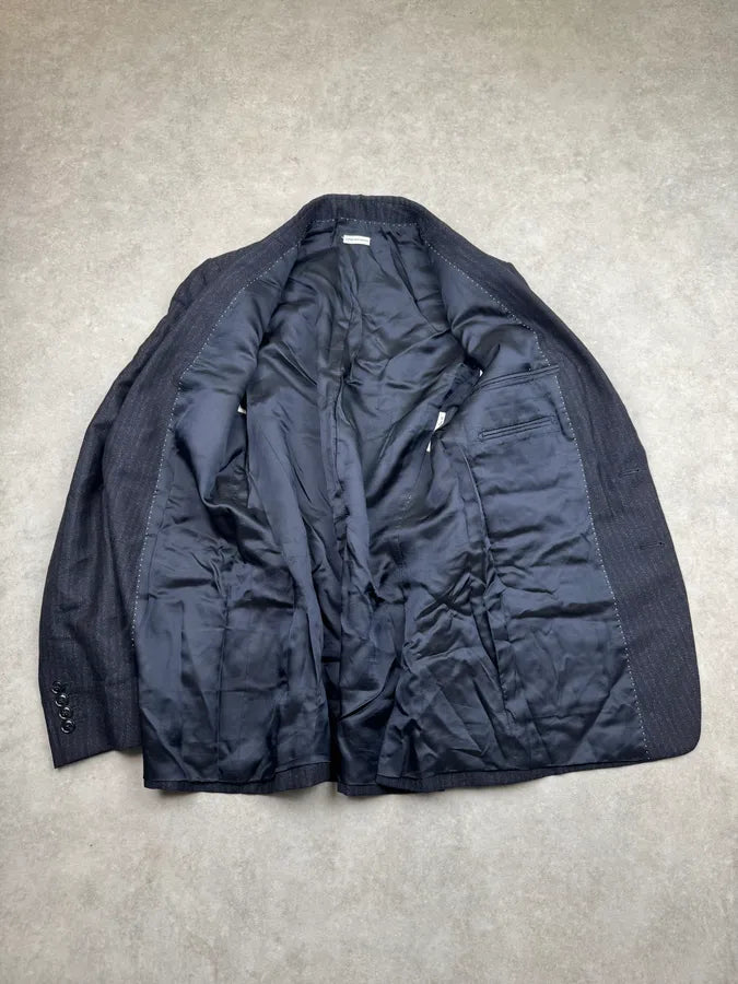 2000s Dries Van Noten Navy Classy Pinstriped Blazer Jacket mbURxcL 7