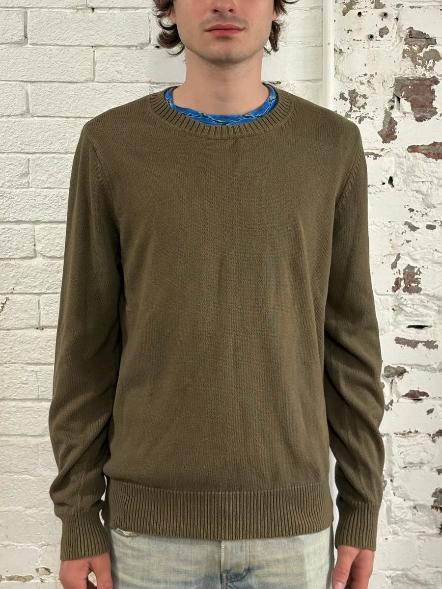 2000s Dries Van Noten Olive Green Sweater lInCpWS 1