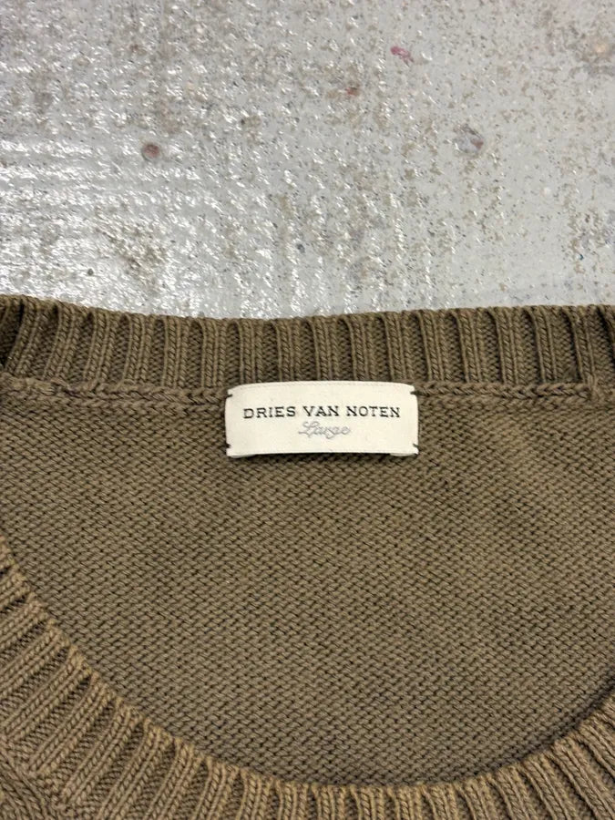 2000s Dries Van Noten Olive Green Sweater lInCpWS 7