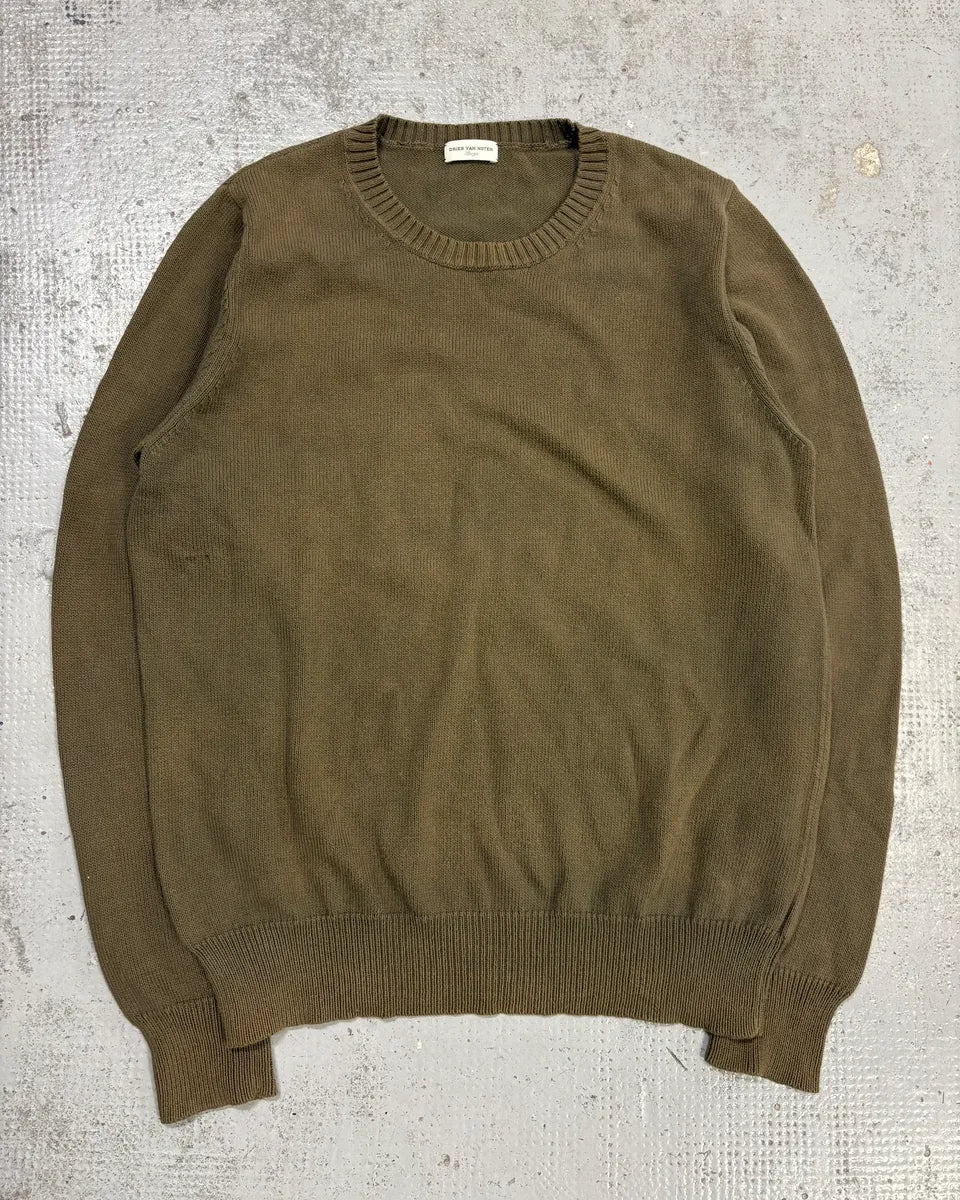 2000s Dries Van Noten Olive Green Sweater lInCpWS 0